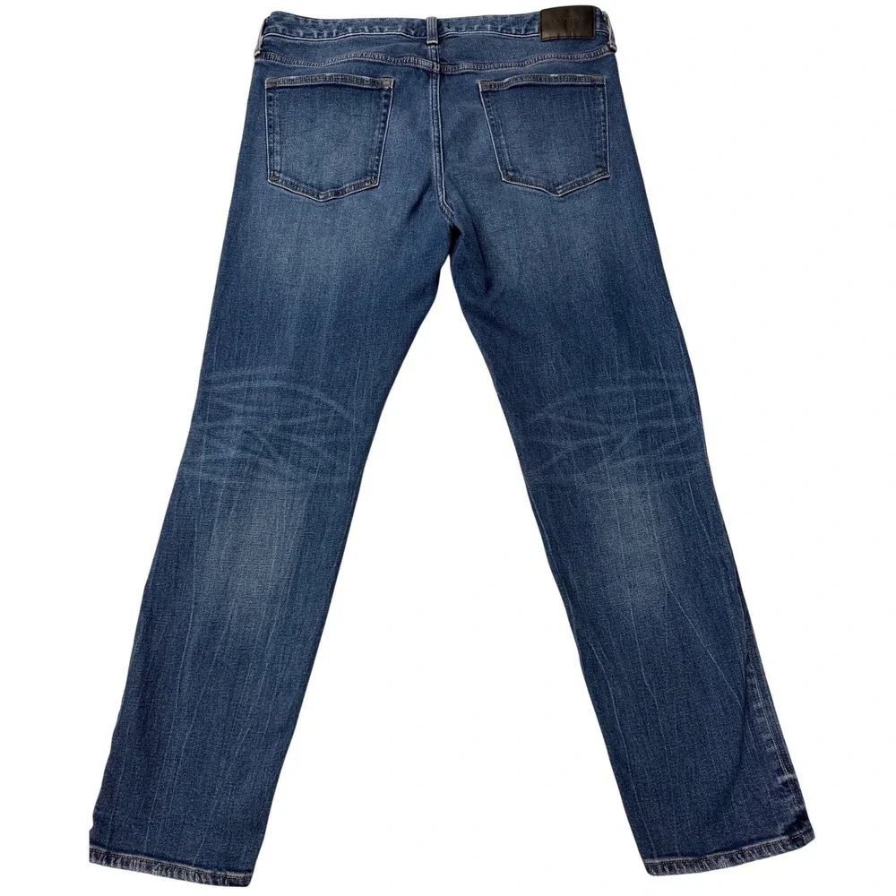 EXPRESS Slim Straight Men Jeans‎ Dark Wash Distressed Button Fly 36x32
